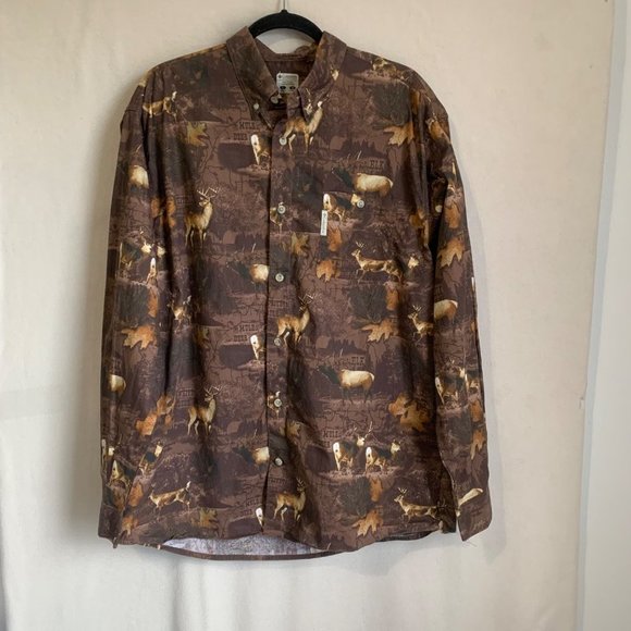 Columbia Other - Columbia Hunting Gear Men’s Button Up Large Brown Elk Dear Woods Print Heavyweig